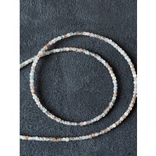 Aida Jewelss  Doğal Güneş Taşı Taşlı Zarif Gümüş Kilitli Doğal Taş Kolye