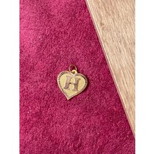 Rupen Kraft 14 Ayar Altın H Harfi Kolye Ucu Altın Kalpli Harf Kolye Ucu Altın Harf