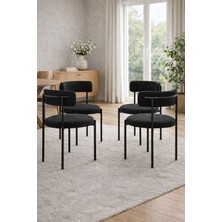 Todek Home Capri 4 Kişilik Teddy Sandalye Takımı - Modern Metal Ayaklı Mutfak ve Yemek Masası Sandalyesi