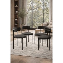 Todek Home Capri 4 Kişilik Teddy Sandalye Takımı - Modern Metal Ayaklı Mutfak ve Yemek Masası Sandalyesi