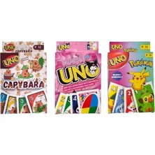Oyunsal Capybara Uno + Kuromi Uno + Pokemon Uno Oyun Kartları 3'lü Set