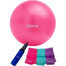 PremiumPort 65CM Pilates Topu ve 3'lü Pilates Bandı Seti, Egzersiz Ekipmanı