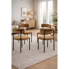 Todek Home Capri 4 Kişilik Teddy Sandalye Takımı - Modern Metal Ayaklı Mutfak ve Yemek Masası Sandalyesi