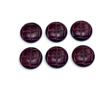 Kaban Mont Düğmesi Italyan Düğme / Deri Görünümlü / Bordo / 6 Lı Set / 2,7 cm