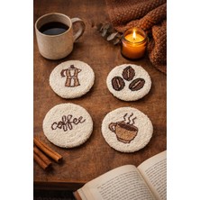 Fun Life El Yapımı Punch Kahve Temalı Bardak Altlığı – 4’lü Set