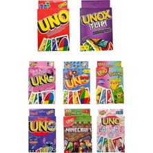 Oyunsal Uno + Unox +  Kuromi + Brawl Stars + Pokemon + Lilo & Stitch + Minecraft + Labubu Uno 8'li Set