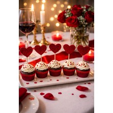 Kalp Kürdan 5 Adet Kırmızı Simli Eva