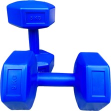 PremiumPort Mavi 5 kg x 2 Adet Dambıl Seti, Demir Tozu Karışımlı, Kutulu Spor Ağırlık