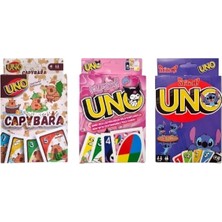 Oyunsal Capybara Uno + Kuromi Uno + Stitch Uno Oyun Kartları 3'lü Set