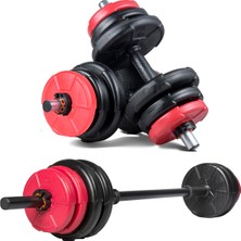 PremiumPort Kırmızı Siyah 38 kg Dambıl Halter Seti, Ev ve Spor Salonları Için Ideal