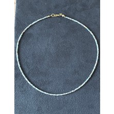 Aida Jewelss  Doğal Amazonit Taşlı Zarif Gümüş Kilitli Doğal Taş Kolye