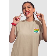 Nevermind Unisex Renkli Graffiti Baskılı Oversize Beyaz T-Shirt