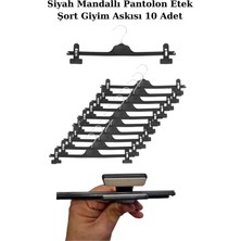 Manken İstanbul 10 Adet 38 cm Plastik Siyah Mandallı Pantolon Etek Şort Giyim Askısı