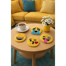 Fun Life El Yapımı Emoji Punch Bardak Altlığı - 4'lü Set