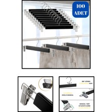 Manken İstanbul Delüks 100 Adet Ahşap Siyah-Beyaz-Ceviz Ahşap Mandallı Pantolon Askısı Etek Askısı Elbise Askısı