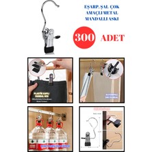 Manken İstanbul Ev ve Işyeri Için 300 Adet Paslanmaz Metal Mandallı Eşarp Askısı Şal Askısı Çok Amaçlı Askı