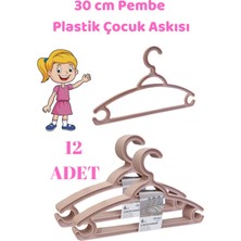 Manken İstanbul 12 Adet Pembe Çocuk Plastik 30 cm Kıyafet Askısı Elbise Askısı
