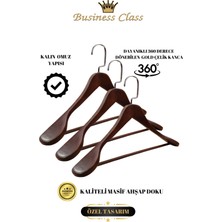 Manken İstanbul Business Class 3 Adet 44 cm Italyan Kanca Masif Ahşap Takım Elbise Askısı Palto Askısı Ceket Askısı