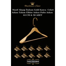 Manken İstanbul Business Class 50 Adet 44 cm Gold Italyan Kanca Masif Ahşap  Elbise Askısı Palto Askısı Ceket Askısı