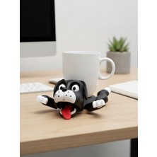 Generic Hareketli Köpek Figürlü Bardak Altlığı | 3D Baskı Mekanik Tasarım Dekoratif Coaster | Siyah-Beyaz, Altın ve Renkli Seçenekler | Masaüstü ve Ofis Dekoru