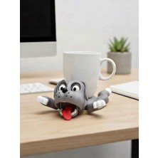Generic Hareketli Köpek Figürlü Bardak Altlığı | 3D Baskı Mekanik Tasarım Dekoratif Coaster | Siyah-Beyaz, Altın ve Renkli Seçenekler | Masaüstü ve Ofis Dekoru