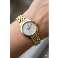 Lee Cooper Sedef Kadran Kadın Kol Saati | 30 mm Altın Renk Çelik Kasa, Çelik Kordon