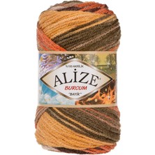 Alize Burcum Batik (5 Adet) 6060 Kahve-Turuncu-Sarı Renkli El Örgü Ipliği