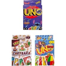 Oyunsal Capybara Uno + Brawlstars Uno + Stitch Uno Oyun Kartları 3'lü Set