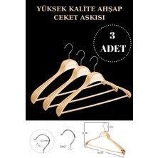 Manken İstanbul 3 Adet Yüksek Kalite 44 cm Ahşap Askı Ceket Askısı Takım Elbise Askısı Ahşap Elbise Askısı