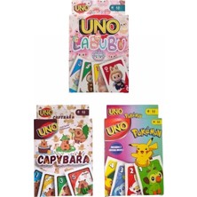 Oyunsal Capybara Uno + Pokemon Uno + Labubu Uno Oyun Kartları 3'lü Set