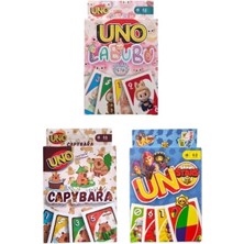 Oyunsal Capybara Uno + Brawlstars Uno + Labubu Uno Oyun Kartları 3'lü Set