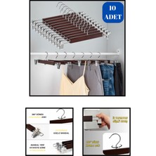 Manken İstanbul Delüks 10 Adet Ahşap Siyah-Beyaz-Ceviz Ahşap Mandallı Pantolon Askısı Etek Askısı Elbise Askısı