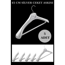 Manken İstanbul 5 Adet  Gümüş Kaplama Plastik Ceket Askısı Kıyafet Askısı Takım Elbise Askısı