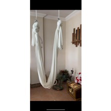 PremiumPort Yumuşak ve Konforlu Beyaz Yoga Hamak Seti, Rahatlatıcı Egzersiz Malzemesi