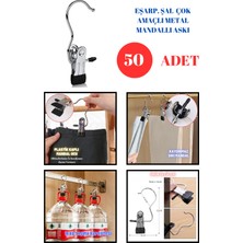 Manken İstanbul Ev ve Işyeri Için 50 Adet Paslanmaz Metal Mandallı Eşarp Askısı Şal Askısı Çok Amaçlı Askı