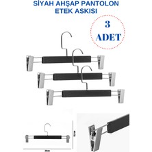 Manken İstanbul 3 Adet Lamine Siyah Ahşap Mandallı Pantolon Askısı Etek Askısı