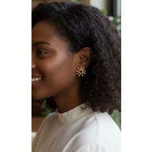 Çelik Küpe Ince Çizgili Güneş