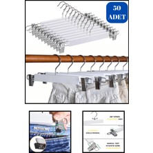 Manken İstanbul Delüks 50 Adet Ahşap Siyah-Beyaz-Ceviz Ahşap Mandallı Pantolon Askısı Etek Askısı Elbise Askısı