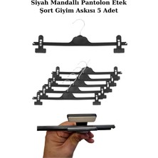Manken İstanbul 5 Adet 38 cm Plastik Siyah Mandallı Pantolon Etek Şort Giyim Askısı