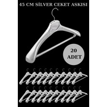 Manken İstanbul 20 Adet  Gümüş Kaplama Plastik Ceket Askısı Kıyafet Askısı Takım Elbise Askısı