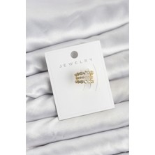 Zemira Home Gold Renk Zirkon Taşlı Pirinç Kıkırdak Earcuff Küpe