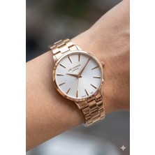 Lee Cooper Pembe Altın Renk Kadın Kol Saati | 35 mm Rose Gold Renk Çelik Kasa, Çelik Kordon