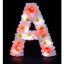 Bioren Gelin Arabası Süsü A Harfi – Papatyalı LED Harf Süsü (Kırmızı & Beyaz Işıklı)