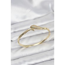 Zemira Home Pirinç Zirkon Taşlı Yılan Model Kadın Kelepçe Bileklik