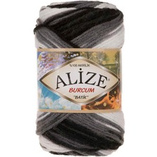 Alize Burcum Batik (5 Adet) 4428 Siyah-Krem-Gri Renkli El Örgü Ipliği