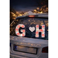 Bioren Gelin Arabası Süsü H Harfi – Papatyalı LED Harf Süsü (Kırmızı & Beyaz Işıklı)