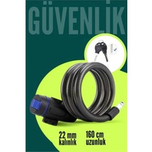 Feyza Design Güçlü 22MM Çelik Halatlı Güvenlik Kilidi, 160CM Anahtarlı Çok Amaçlı Kullanım