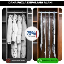 Family Co. Askılı Vakumlu Saklama Poşetleri, Yerden Tasarruf Sağlayan, Giysiler, Takım Elbiseler, Montlar Veya Ceketler Için, Şeffaf ve Yeniden Kullanılabilir Dolap Düzenleyici 70X100 cm