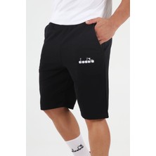 Diadora Forli Double Face Kamp Şortu Siyah Renkli Erkekler İçin Spor Tarzı ve Hafif Kumaş