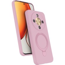 M.TK Moveteck Honor Magic 8 Lite Kılıf Magsafe Halkalı Extra Standlı Içi Kadife Yumuşak Renkli Silikon Samara Kapak